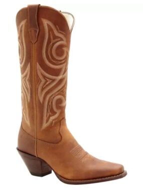 Durango Crush Tan Western Cowboy Boots with Embroidered Shaft